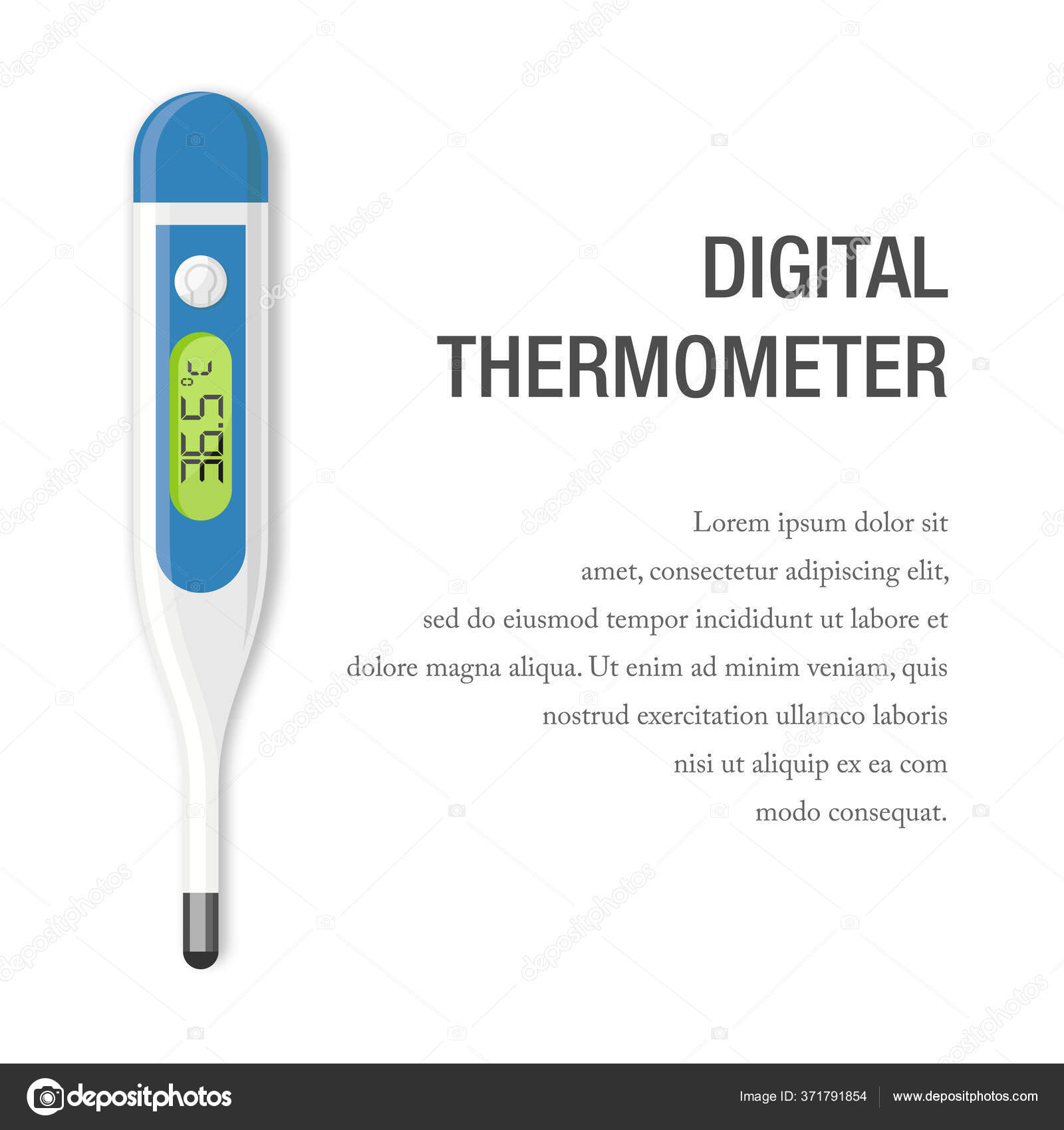 数字温度计的矢量图解适合医疗器械设计元件以检查发烧期间病人的体温平面及专业温度计图标图库矢量图©nendrabeluci@gmail.com  371791854