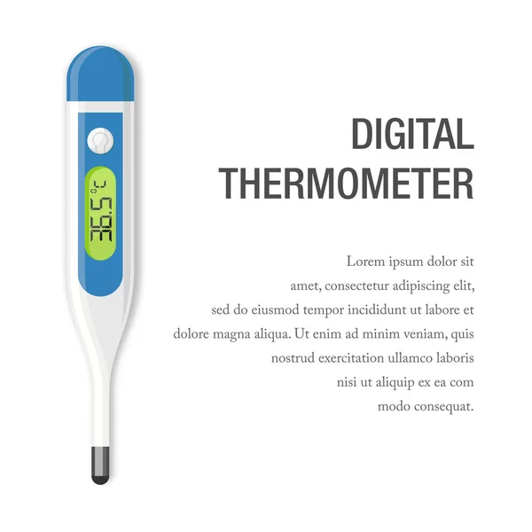 デジタル温度計のベクトル図 発熱時に患者の体温を確認するための医療機器の設計要素に適しています フラットとプロの温度計アイコン — ストックベクタ