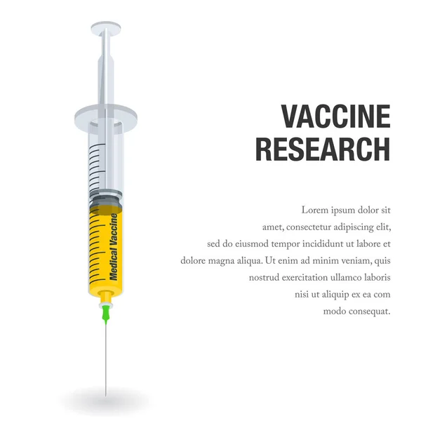 Vectorillustratie Van Een Injectiespuit Met Vaccinvloeistof Geschikt Voor Banner Campagne — Stockvector