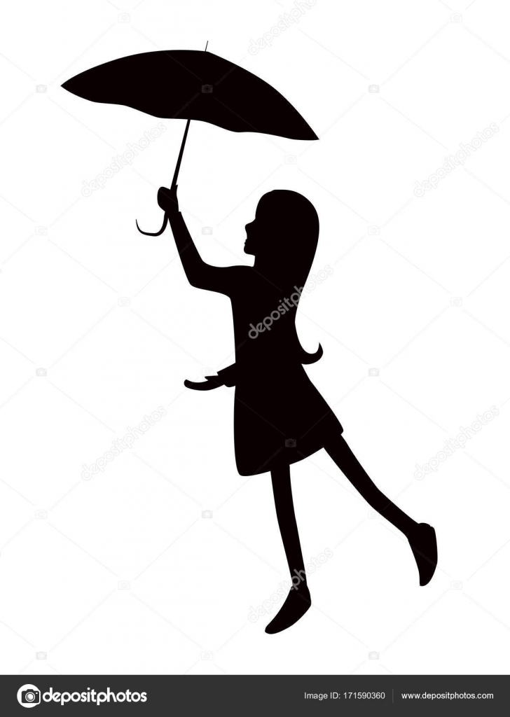 Silueta chica con paraguas . Imagen Vectorial de © Tosea #171590360 ... Dancing With Umbrella Silhouette