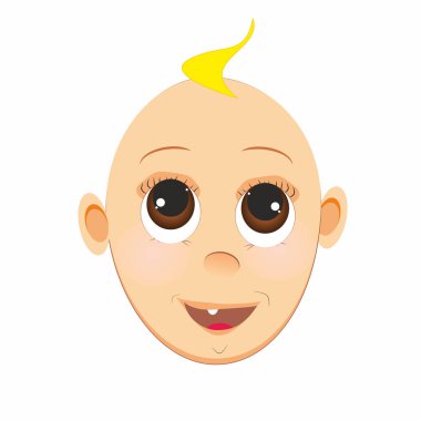 beyaz zemin üzerinde bir diş ile bebek yüz.