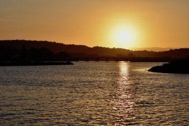 Muhteşem okyanus günbatımı Bermagui, Avustralya