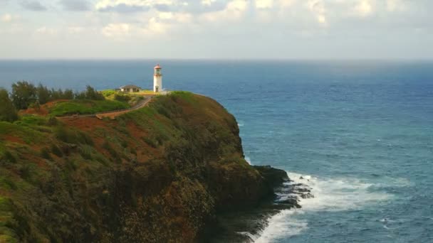 Kilauea lighthouse on kauai coastline Royalty Free Stock Video