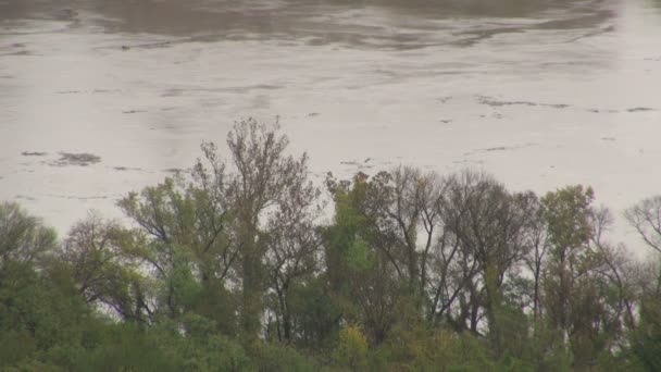 Río potomac fluye rápido después del huracán arenoso — Vídeos de Stock