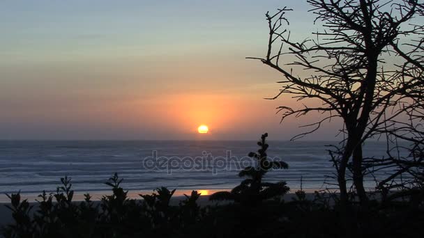 Solnedgången över oregon kusten — Stockvideo