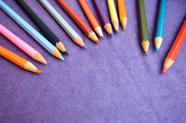 Multicolored Bright Motley Pencils Drawing Located Top Place Your Text — Stock Photo, Image