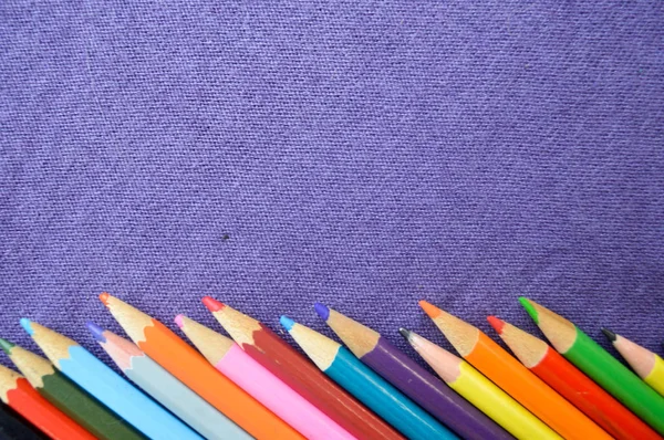 Crayons Multicolores Lumineux Colorés Situés Angle Bas Espace Libre Pour — Photo