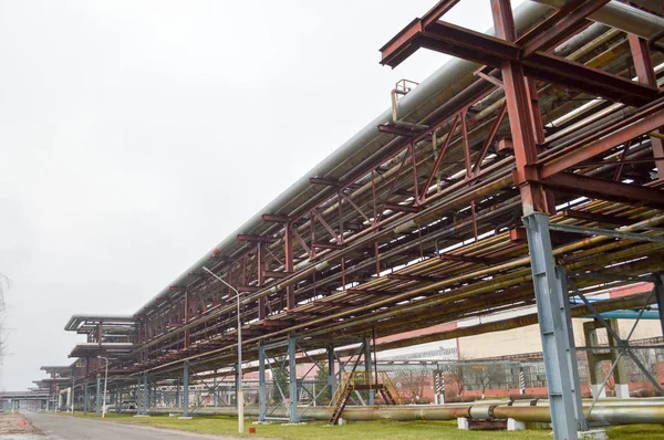 Trestle Industrial Para Tuberías Tuberías Hierro Refinería Petróleo Planta Petroquímica — Foto de Stock