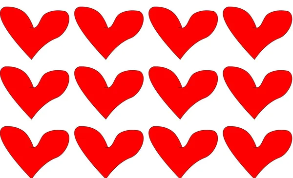 Zestaw Czerwony Piękny Dzień Święty Valentine Serca Tło Tekstura Ilustracji — Wektor stockowy