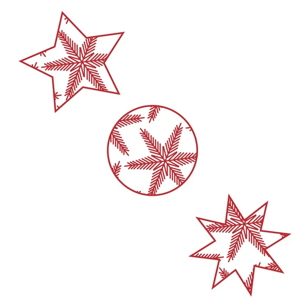 White Christmas Star Polygon Balloon Red Stroke White Background Christmas — Stock Vector