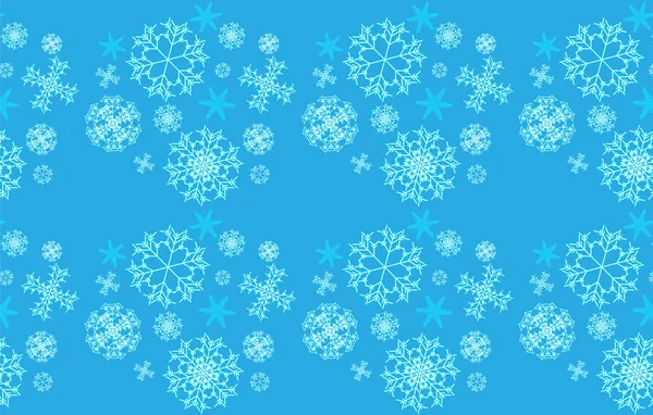 パターンから継ぎ目が美しい クリスマス クリスマス お祝いユニークな青 ターコイズ ブルーと白の雪の異なった形およびサイズの青色の背景に 彫刻します ベクトル図 — ストックベクタ