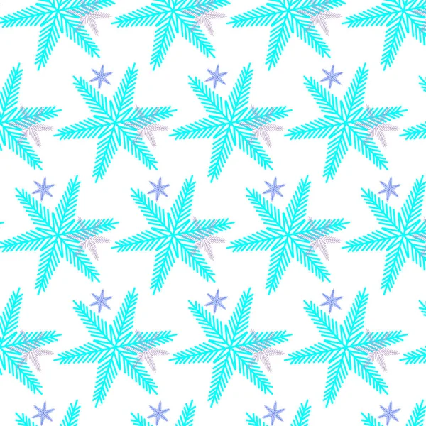 ブルーの明るいクリスマス 新年の雪片のパターン ベクトル図 — ストックベクタ