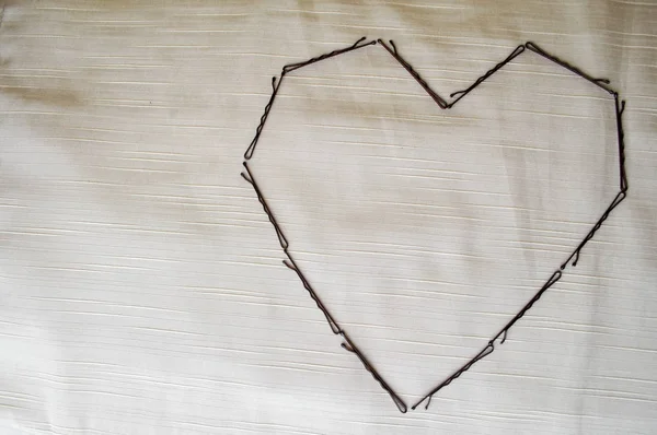 Heart Hairpin Nebedymok Beige Background Heart Made Female Ornaments — Stock Photo, Image