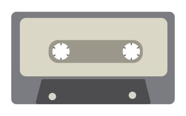 Siyah ve beyaz, antika, eski, vintage, retro, yenilikçi, 80 's, 90 's beyaz bir arka planda müzik ses kaset. Vektör çizim.