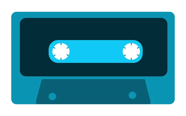 Blauwe Oude Vintage Retro Hipster Muzikale Audio Cassette Uit Een — Stockvector