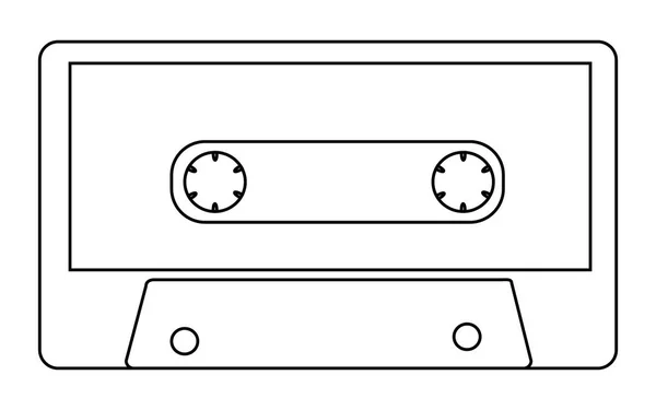 Чорно Білий Контуром Антикварний Старий Вінтажний Ретро Хіпстер Музична Аудіокасета — стоковий вектор
