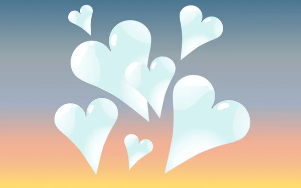 Coeurs Bleus Clairs Brillants Avec Des Moments Forts Saint Valentin — Image vectorielle