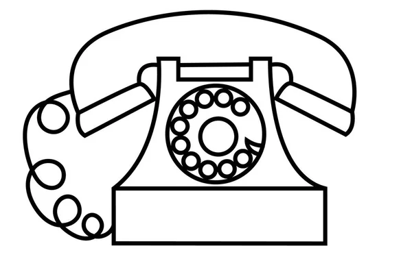 レトロ アンティーク ヴィンテージ 流行に敏感な白い背景に描画ストロークによってパイプ付き白と黒ディスク電話 ベクトル図 — ストックベクタ