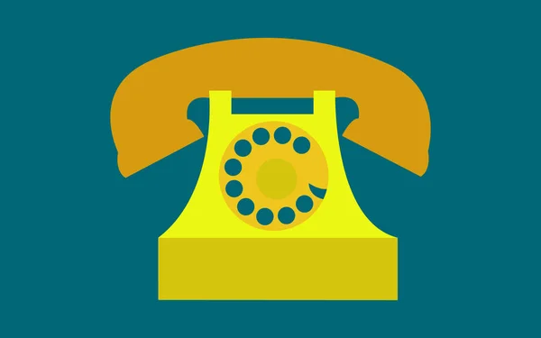 Старый Ретро Старинный Старинный Винтажный Хипстерский Желтый Золотой Дисковый Телефон — стоковый вектор