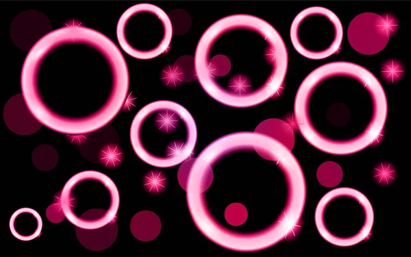 Abstrakt Bunt Neon Glänzend Hell Rosa Lila Glühende Kreise Kugeln — Stockvektor