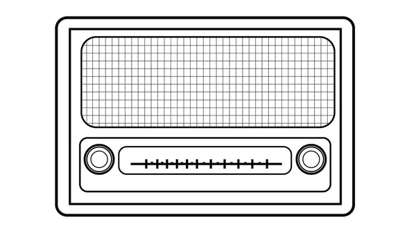 Zwart Wit Oude Retro Antieke Vintage Rechthoekige Eerste Hipster Radio — Stockvector