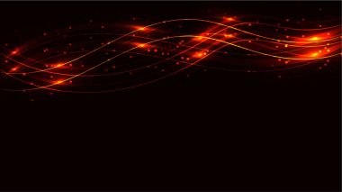 Büyülü kozmik büyülü enerji hatları, ışınları vurgular ve noktalar ve yukarıdaki mavi bir arka plan üzerinde dalgalar tarafından ışık parlar ile parlayan sarı altın şeffaf soyut. Vektör çizim.