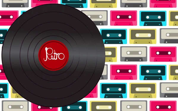 Negro Brillante Vinilo Musical Analógico Retro Viejo Hipster Vintage Gramófono — Vector de stock