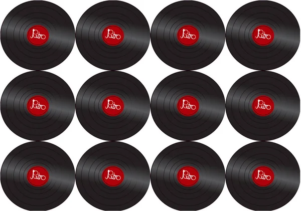 Het Patroon Gemaakt Van Zwart Iriserende Vinyl Muzikale Analoge Retro — Stockvector