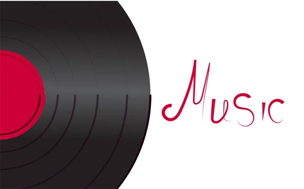 黑色彩虹乙烯基音乐模拟复古老式古董时髦的留声机和题字音乐在左边白色背景的唱片 矢量插图 — 图库矢量图片