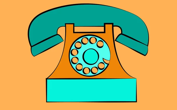 Kék Álló Régi Retro Vintage Antik Csípő Telefon Pipa Lemez — Stock Vector