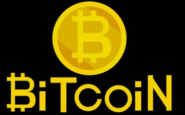 Altın bitcoin dijital para, fütüristik dijital para, teknoloji dünya çapında ağ kavramı ve yazıt bitcoin vektör çizim