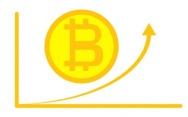 Dijital bitcoin cryptocurrency. Sanal para. Cryptocurrency kavramı. Altın sikke bitcoin işareti ile. Altın bitcoin büyüyen grafikle. Vektör illusration. Eps10