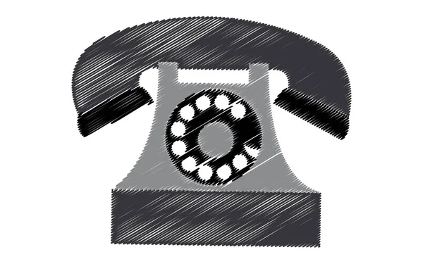 黒レトロ 流行に敏感なアンティーク アンティークの白い背景の上枠線のスタイルで描かれた電話 ベクトル図 — ストックベクタ