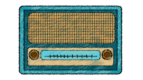 Azul Retro Hipster Antiguo Antiguo Antiguo Analógico Radio Música Los — Vector de stock