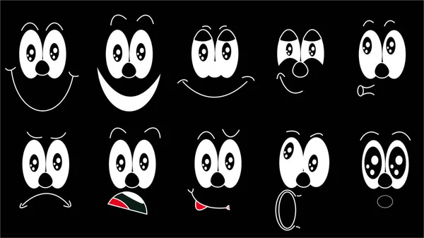 Conjunto Emoji Conjunto Emociones Caras Divertidas Con Diferentes Emociones Alegría — Vector de stock