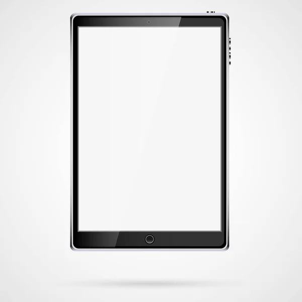 Black Realistic Mobile Touch Smart Tablet Computer Blank Screen Glare — Stock Vector