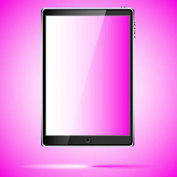 Black Realistic Mobile Touch Smart Tablet Computer Unfilled Screen Glare — Stock Vector