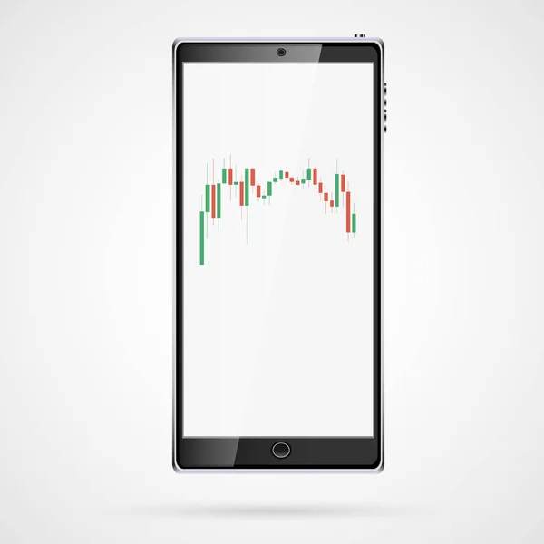 Negro Realista Gran Teléfono Móvil Táctil Vertical Inteligente Teléfono Inteligente — Vector de stock