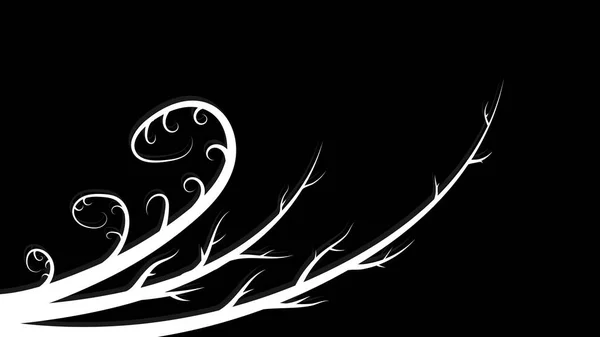 Белые Абстрактные Красивые Ветви Стебли Линии Тенями Узорами Кудрями Черном — стоковый вектор