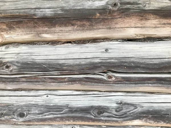 Texture Black Gray Old Wood Wall Made Logs Fence Horizontal — Stock Photo, Image