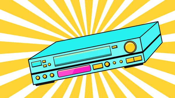 Blue Old Vintage Volumeetric Retro Hipster Antique Vcr Відеокасет Перегляду — стоковий вектор