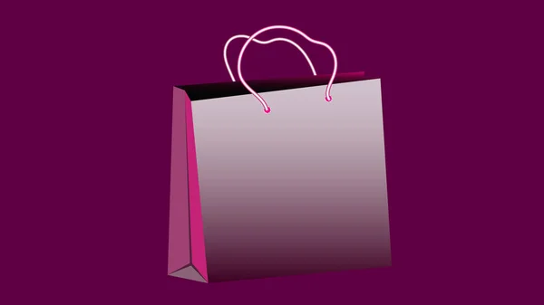 Bolso Compras Papel Voluminoso Realista Púrpura Para Compras Con Asas — Vector de stock