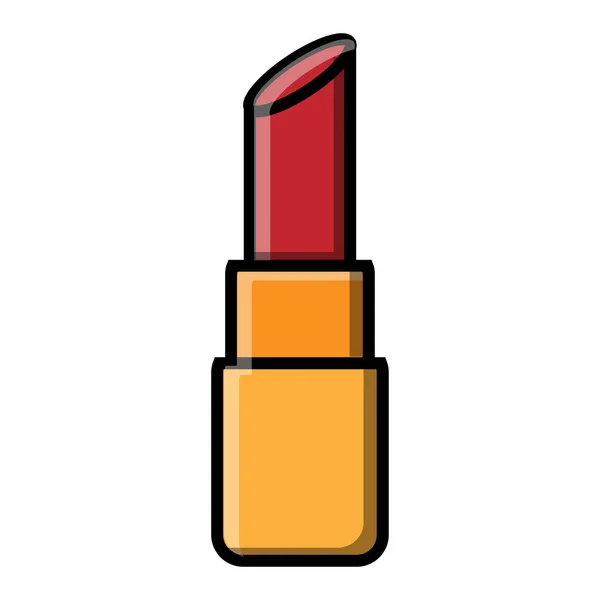 Kleine mooie rode lippenstift voor make-up en beauty begeleiding op de lippen geïsoleerd op een witte achtergrond. Vectorillustratie — Stockvector