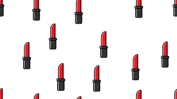 Textuur naadloos patroon rode lippenstift op een witte achtergrond om een glamoureuze stijlvolle look te creëren, make-up artist tool, lippenstift voor make-up. Lichte sappige lippenstift. Vectorillustratie — Stockvector