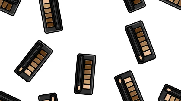 Endless seamless pattern of beautiful beauty cosmetic items of female fashionable powder boxes with shadows for applying makeup on a white background. Vector illustration — 스톡 벡터