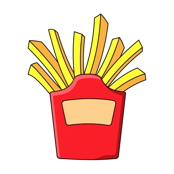 Simple icon in flat style. Fast food. Deep fried french fries from a restaurant cut into slices in a cardboard cup. Street food. Vector illustration — Stock Vector