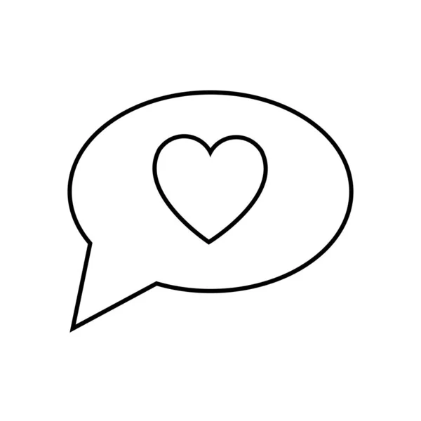 Icône simple linéaire noir et blanc d'un beau cœur dans le nuage de pensées de dialogue pour la fête de l'amour Saint-Valentin ou le 8 Mars. Illustration vectorielle — Image vectorielle