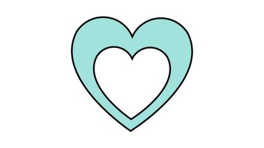 Sevgililer Günü 'nde ya da 8 Mart' ta aşk şöleni için birbirine aşık iki güzel kalbin basit düz stil ikonu. Vektör illüstrasyonu