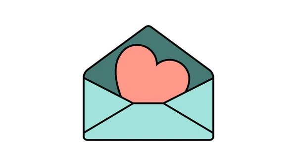 Icono simple en estilo plano de una hermosa carta en un sobre con un corazón para la fiesta del amor, el Día de San Valentín o el 8 de marzo. Ilustración vectorial — Archivo Imágenes Vectoriales