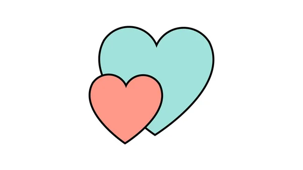Simple icône de style plat d'un beau deux cœurs amoureux pour la fête de l'amour le jour de la Saint-Valentin ou le 8 Mars. Illustration vectorielle — Image vectorielle